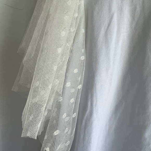 NWT Eloquii white stretch t-shirt with lace flutter sleeves, size 2x 18-… - Picture 11 of 16